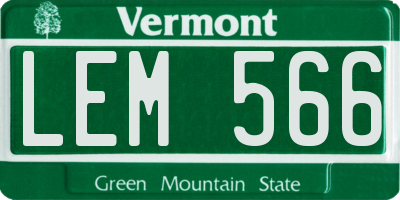 VT license plate LEM566