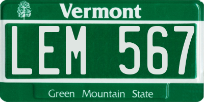 VT license plate LEM567