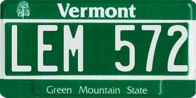 VT license plate LEM572