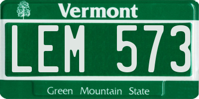 VT license plate LEM573
