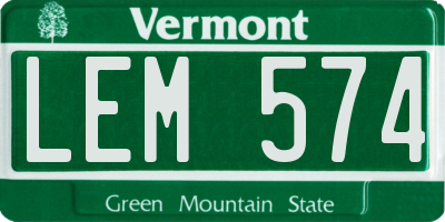 VT license plate LEM574
