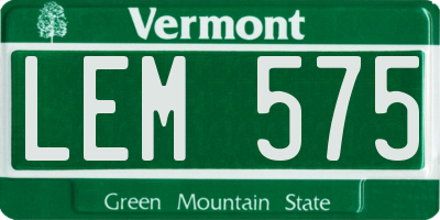 VT license plate LEM575