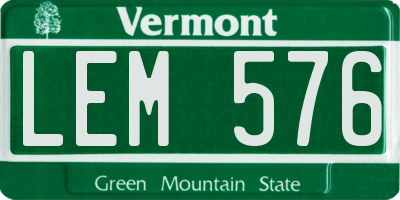 VT license plate LEM576