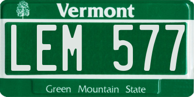 VT license plate LEM577