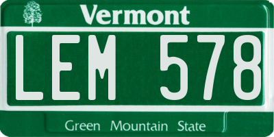 VT license plate LEM578