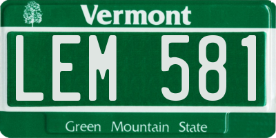 VT license plate LEM581