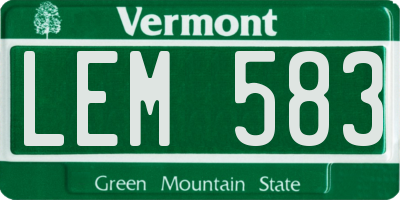 VT license plate LEM583