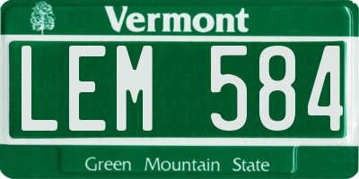 VT license plate LEM584