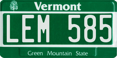 VT license plate LEM585