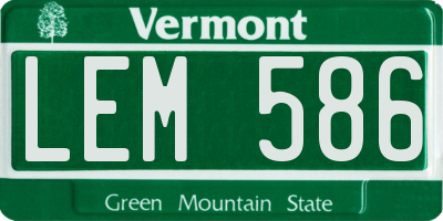 VT license plate LEM586