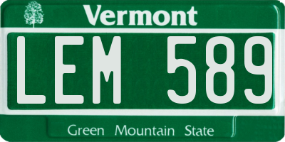 VT license plate LEM589