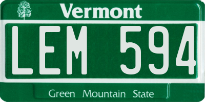 VT license plate LEM594