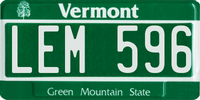 VT license plate LEM596