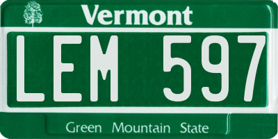 VT license plate LEM597