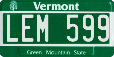 VT license plate LEM599