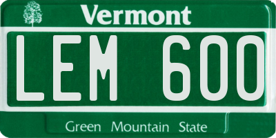 VT license plate LEM600