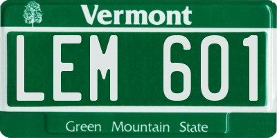 VT license plate LEM601