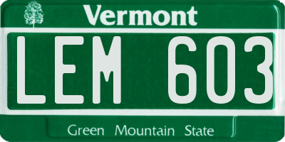 VT license plate LEM603