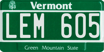 VT license plate LEM605