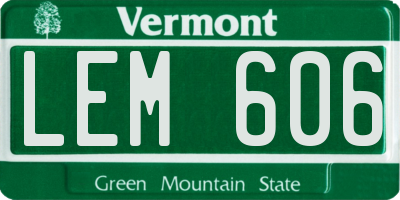 VT license plate LEM606