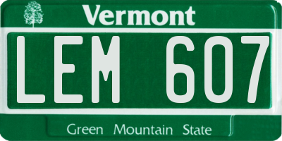 VT license plate LEM607