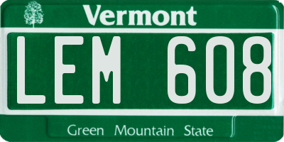 VT license plate LEM608