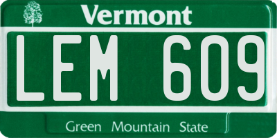 VT license plate LEM609