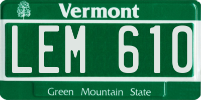 VT license plate LEM610