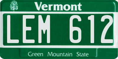 VT license plate LEM612