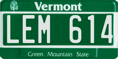 VT license plate LEM614