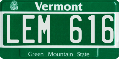 VT license plate LEM616