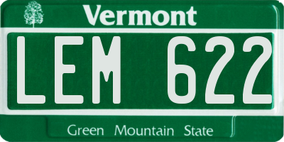 VT license plate LEM622