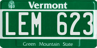 VT license plate LEM623