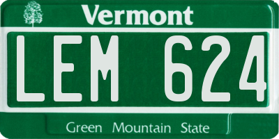 VT license plate LEM624