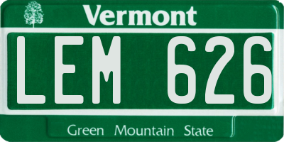 VT license plate LEM626