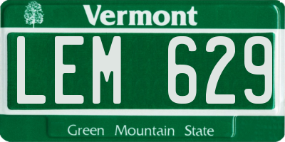 VT license plate LEM629