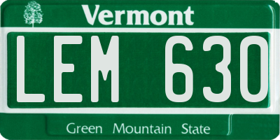 VT license plate LEM630