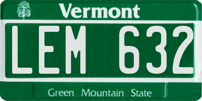 VT license plate LEM632