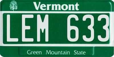 VT license plate LEM633