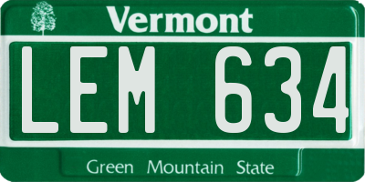 VT license plate LEM634