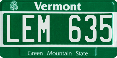VT license plate LEM635