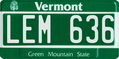 VT license plate LEM636
