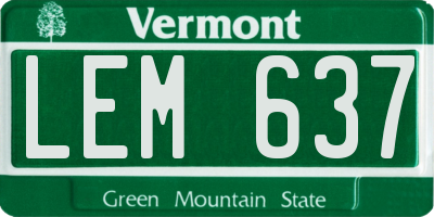 VT license plate LEM637