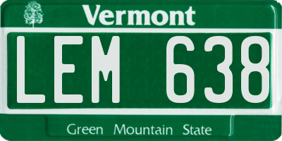 VT license plate LEM638
