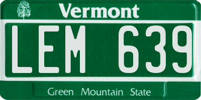 VT license plate LEM639