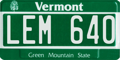 VT license plate LEM640