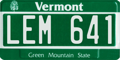VT license plate LEM641