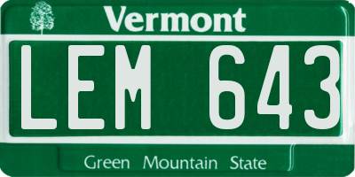 VT license plate LEM643
