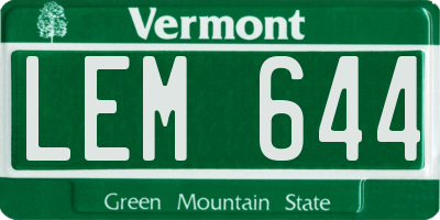 VT license plate LEM644