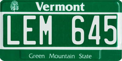 VT license plate LEM645